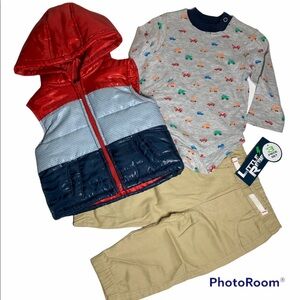 NWT Little Rebels 3pc Puffer Vest Set Size 3-6M